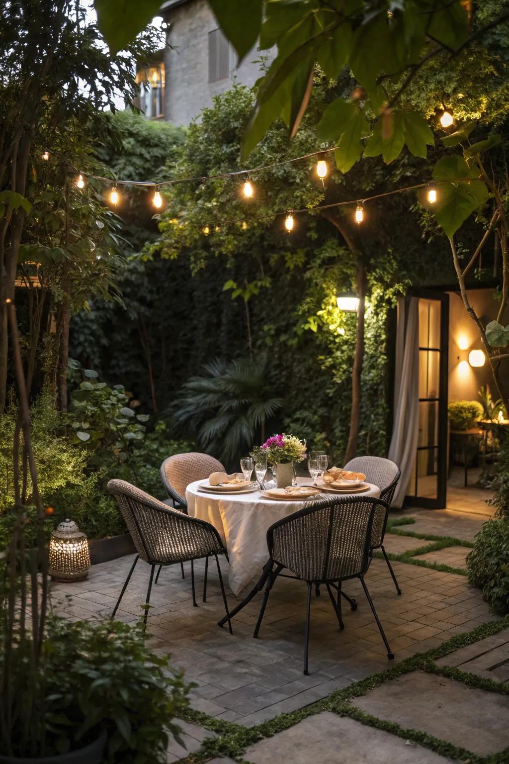 An inviting outdoor dining area.
