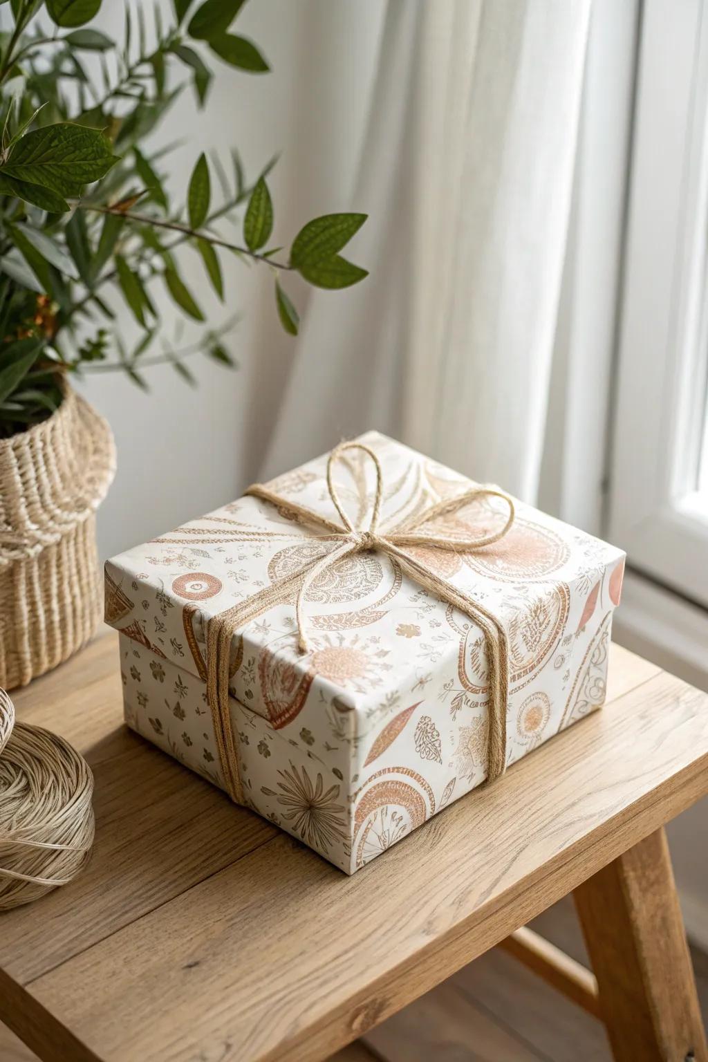 Transform leftover wallpaper into a stunning gift wrap for a touch of artistic elegance.
