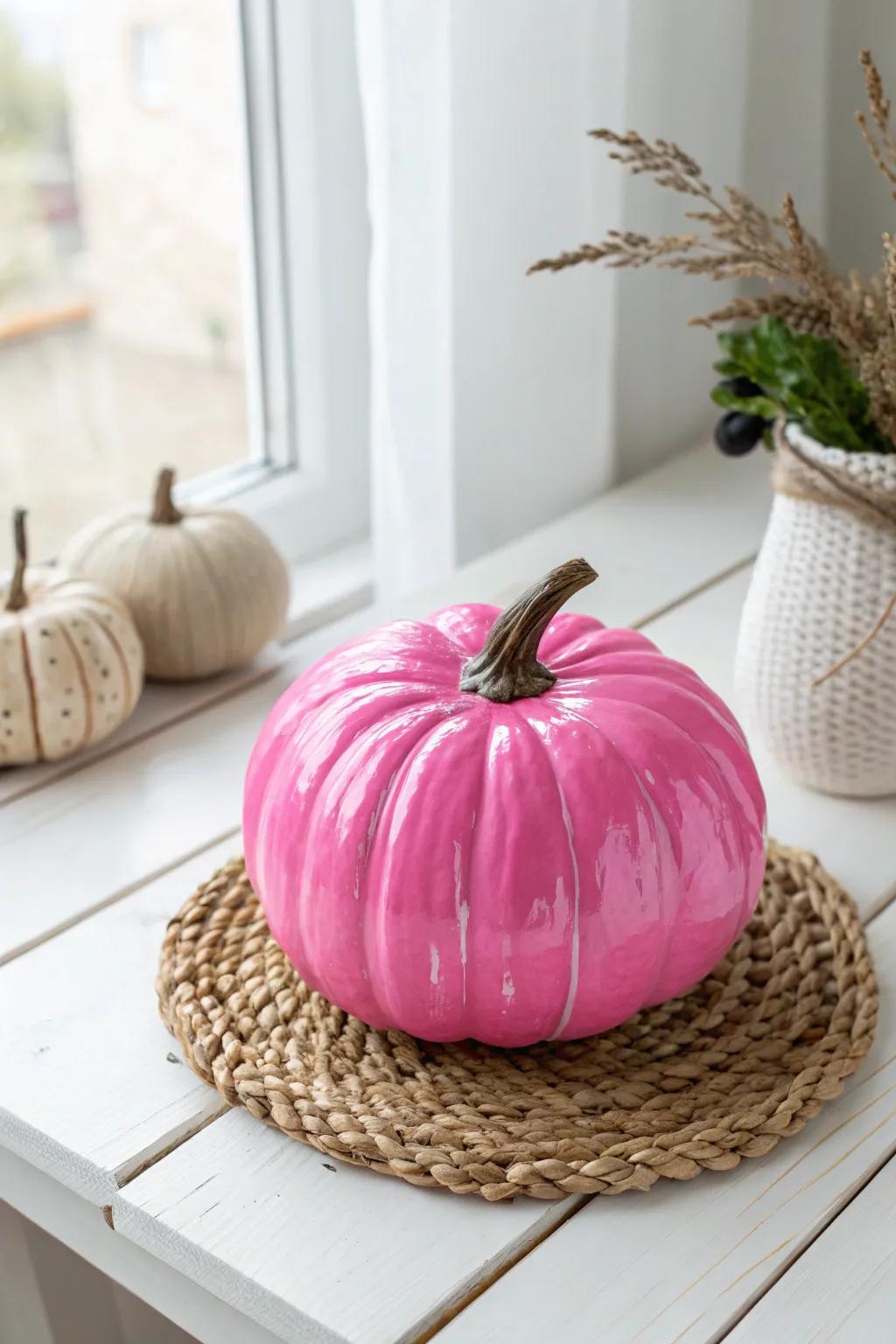 Brighten your autumn decor with a bold neon pumpkin splash!