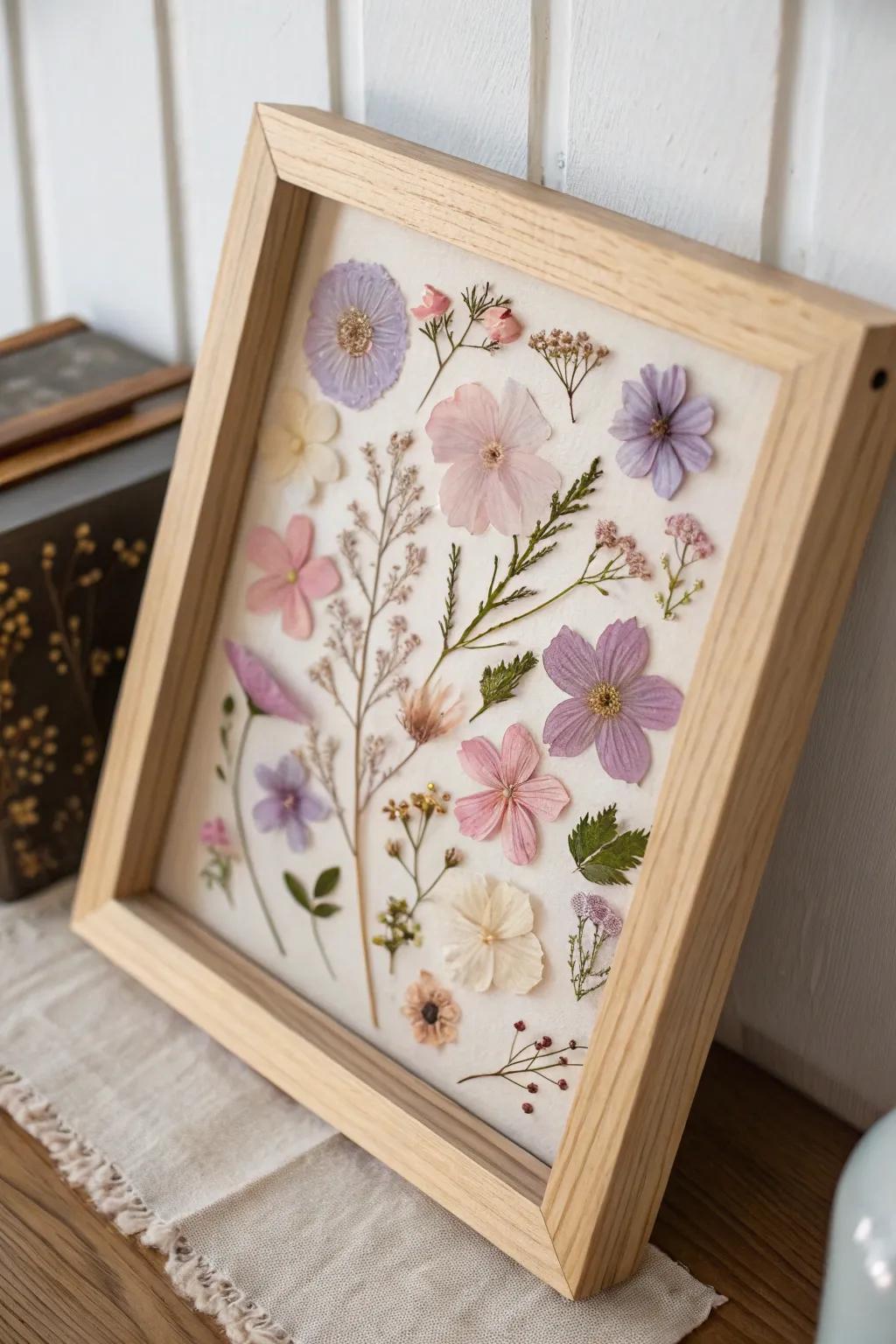 Capture the essence of nature with the timeless beauty of pressed flower art. A perfect Mother's Day DIY gift that speaks to the heart.