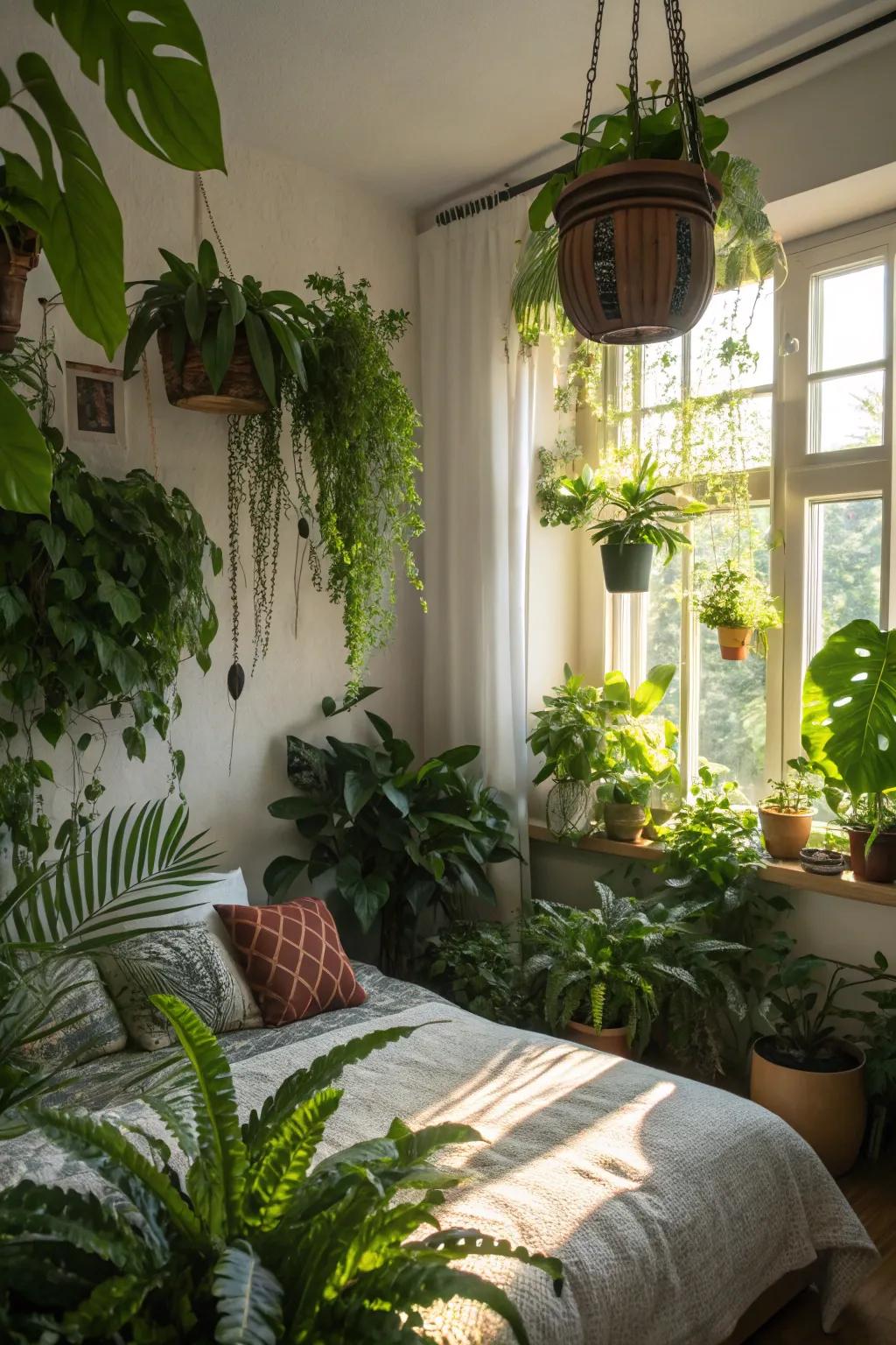 Greenery breathes life into your romantic space.