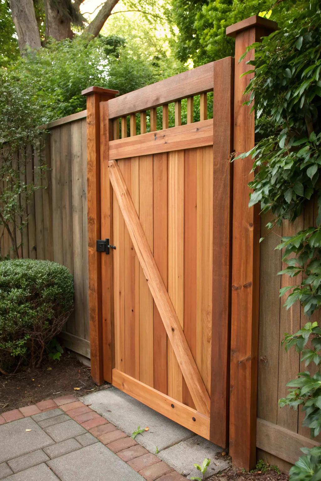 Unlock tranquility with a beautifully crafted cedar gateâwhere privacy meets style.