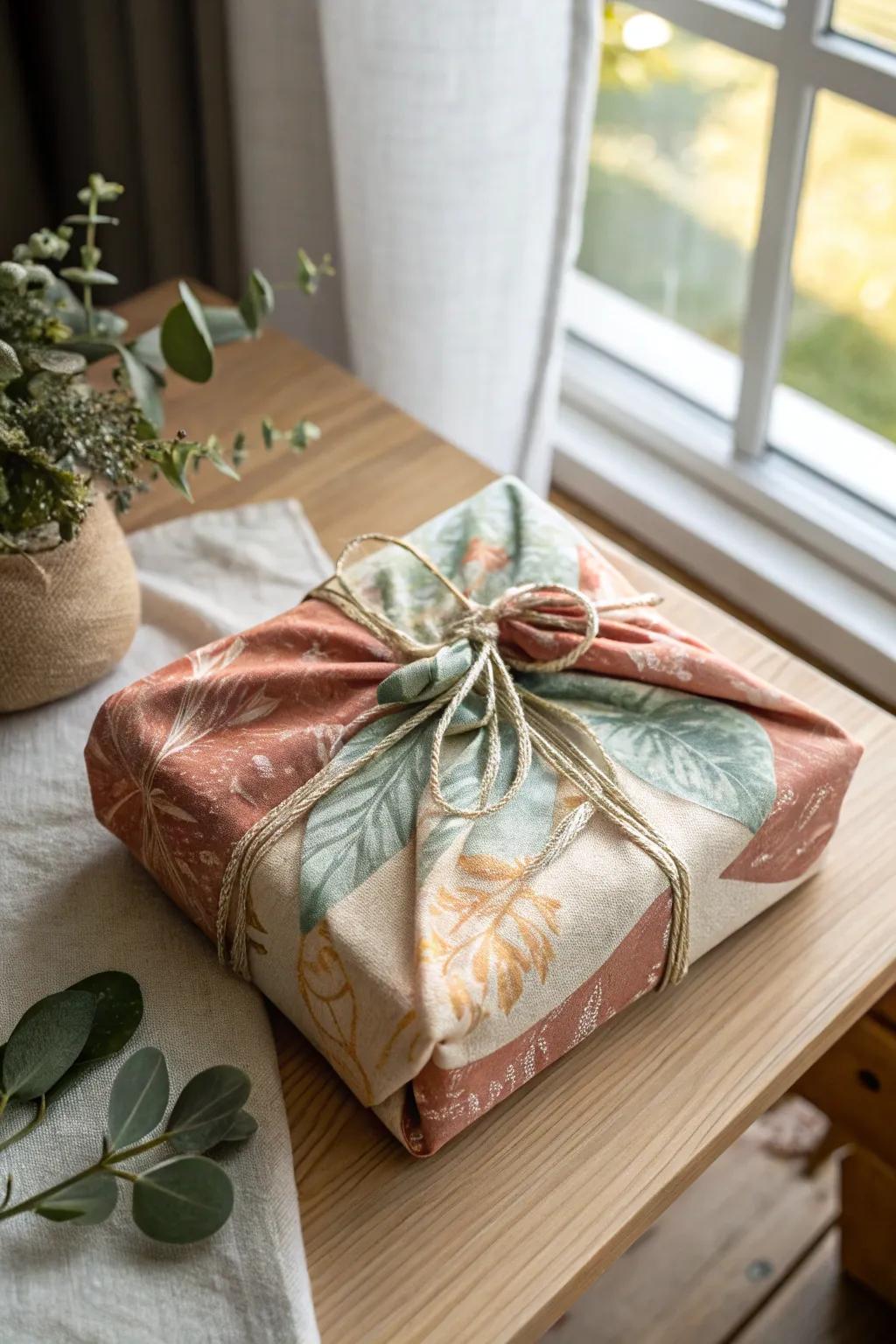 Embrace sustainable elegance with upcycled fabric gift wrap.