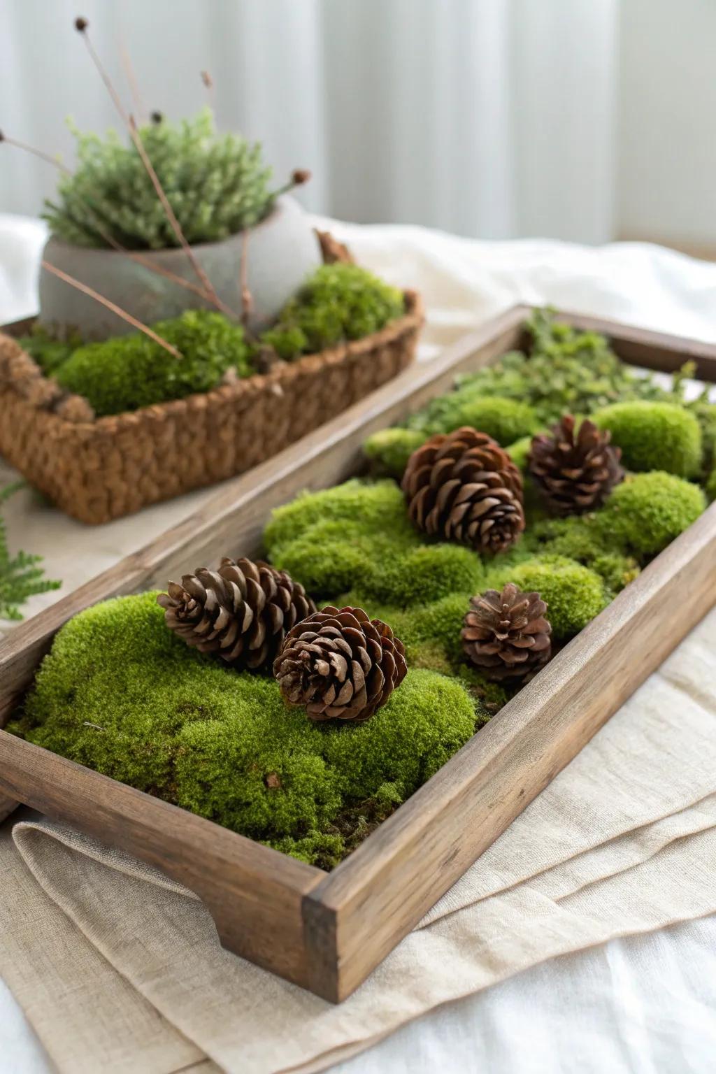 Bring the Enchanted Forest to Your Table: A Simple Yet Stunning Mossy Centerpiece.