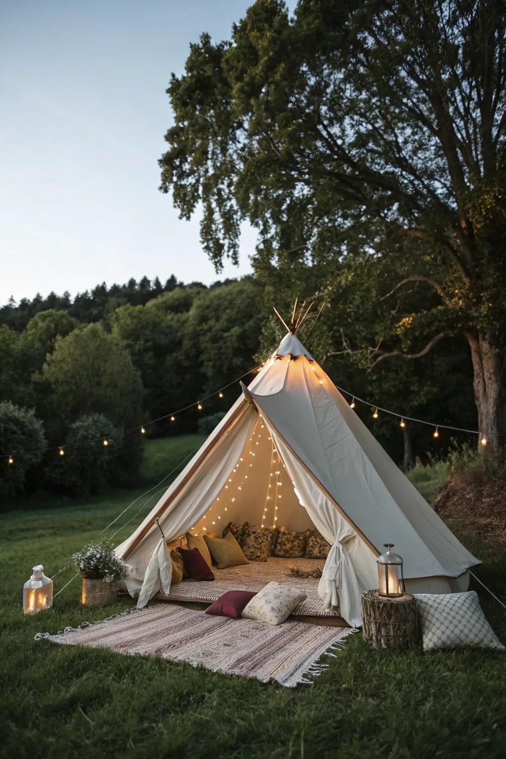 Themed decor creating a personalized and inviting camping retreat.
