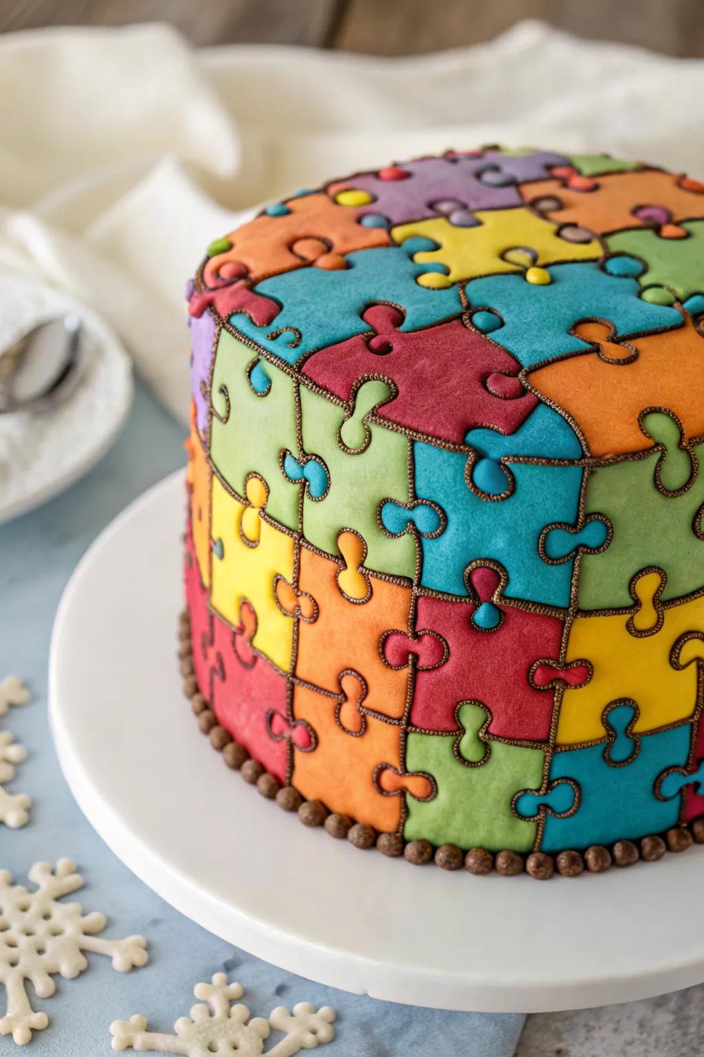 A puzzle piece cake is both a visual and culinary delight.