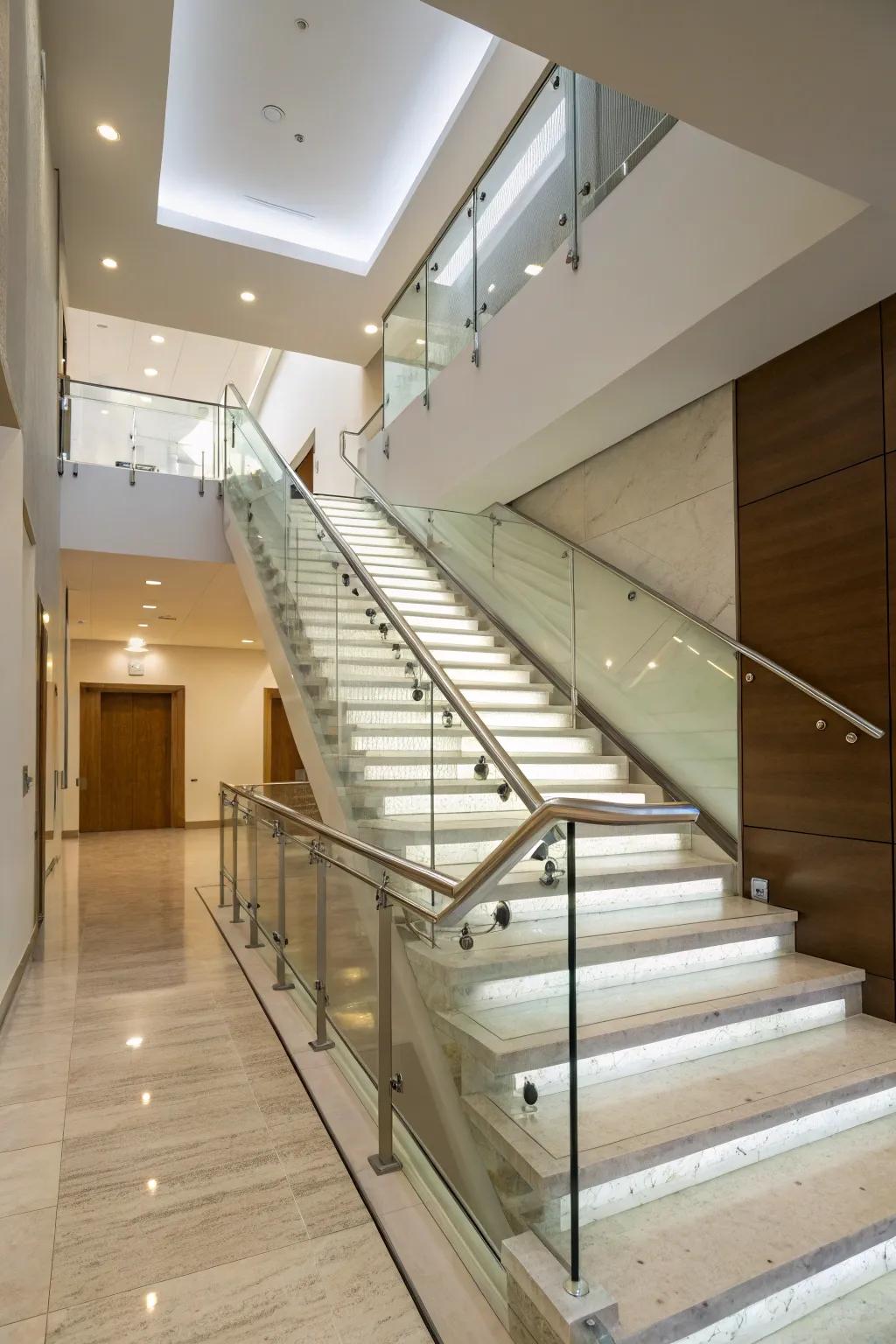 Enhance your staircase with modern plexiglass railings.