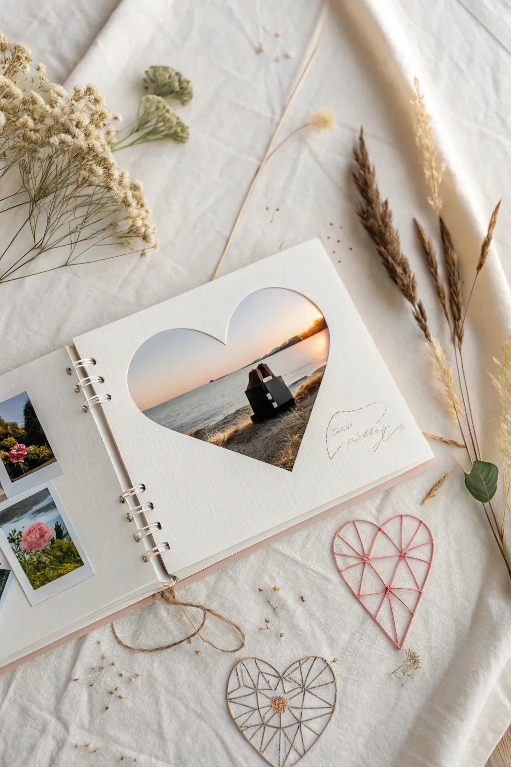 Add a playful twist to your scrapbook with heart-shaped photos!