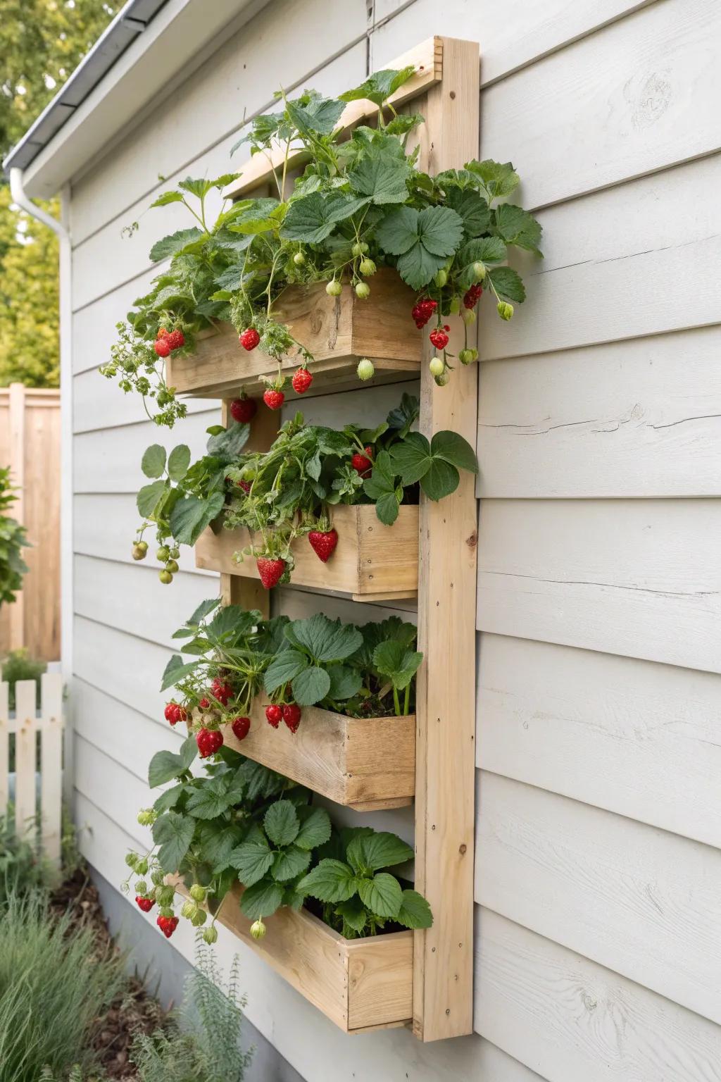 Transform your garden with a stunning living wall of strawberries, where simplicity meets natural elegance.