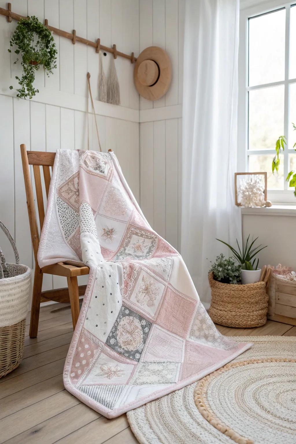 Wrap your little one in the gentle embrace of a handmade bandana quilt, where simplicity meets softness.