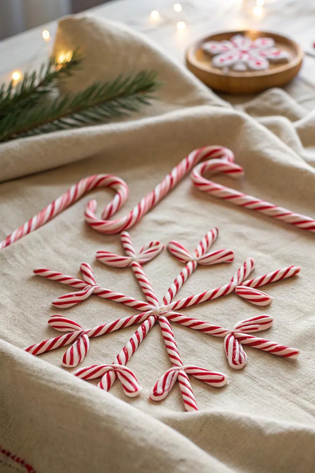 Embrace holiday cheer with a touch of Scandinavian-Boho elegance through this candy cane fabric art masterpiece.