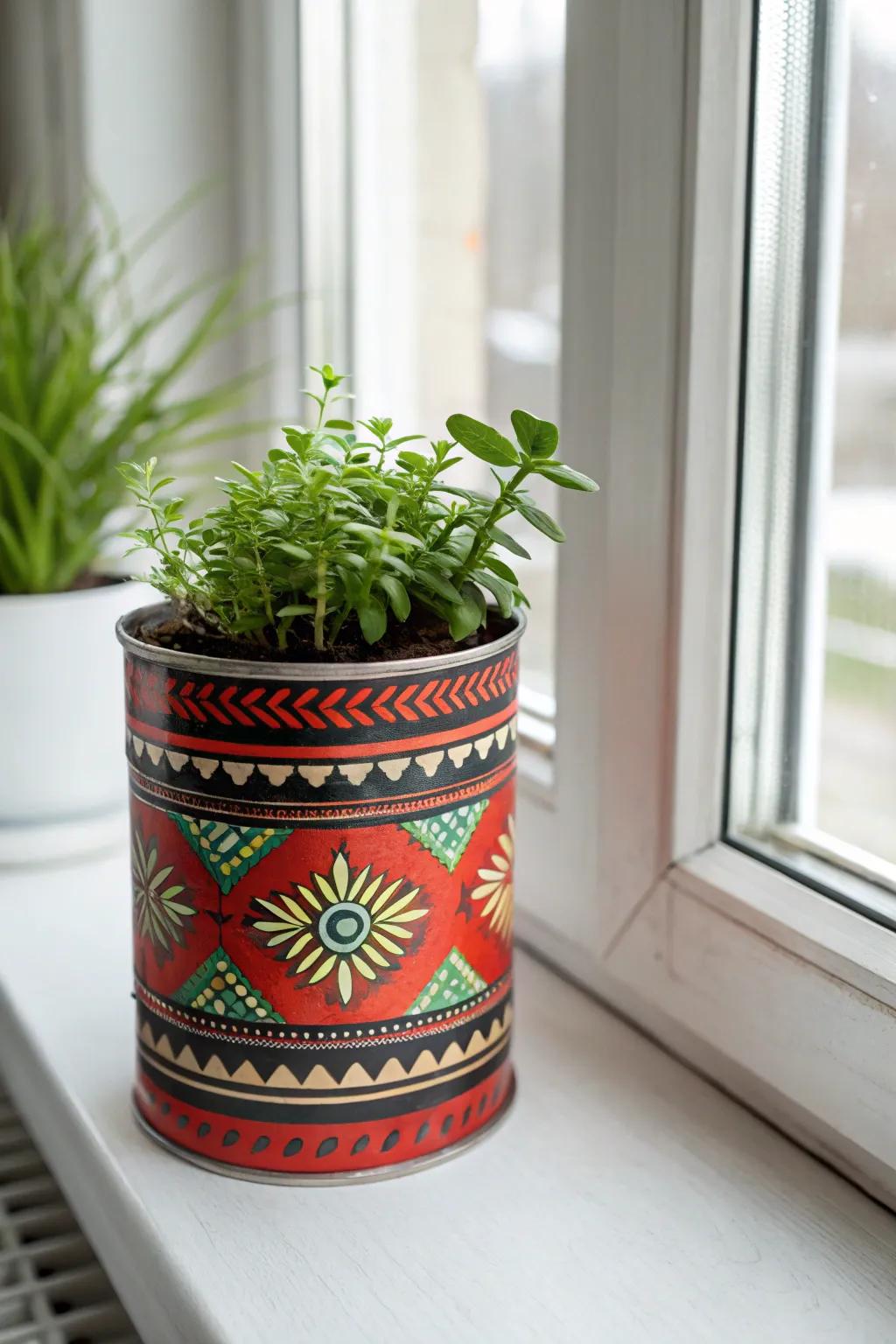 Brighten your space with bold and beautiful upcycled tin can planters!