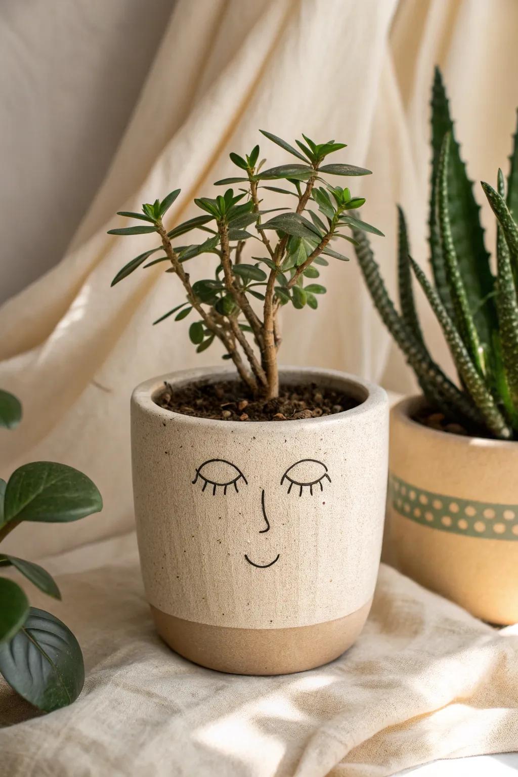 Add a touch of whimsy to your home with handcrafted face pots that make watering plants a delightful experience.