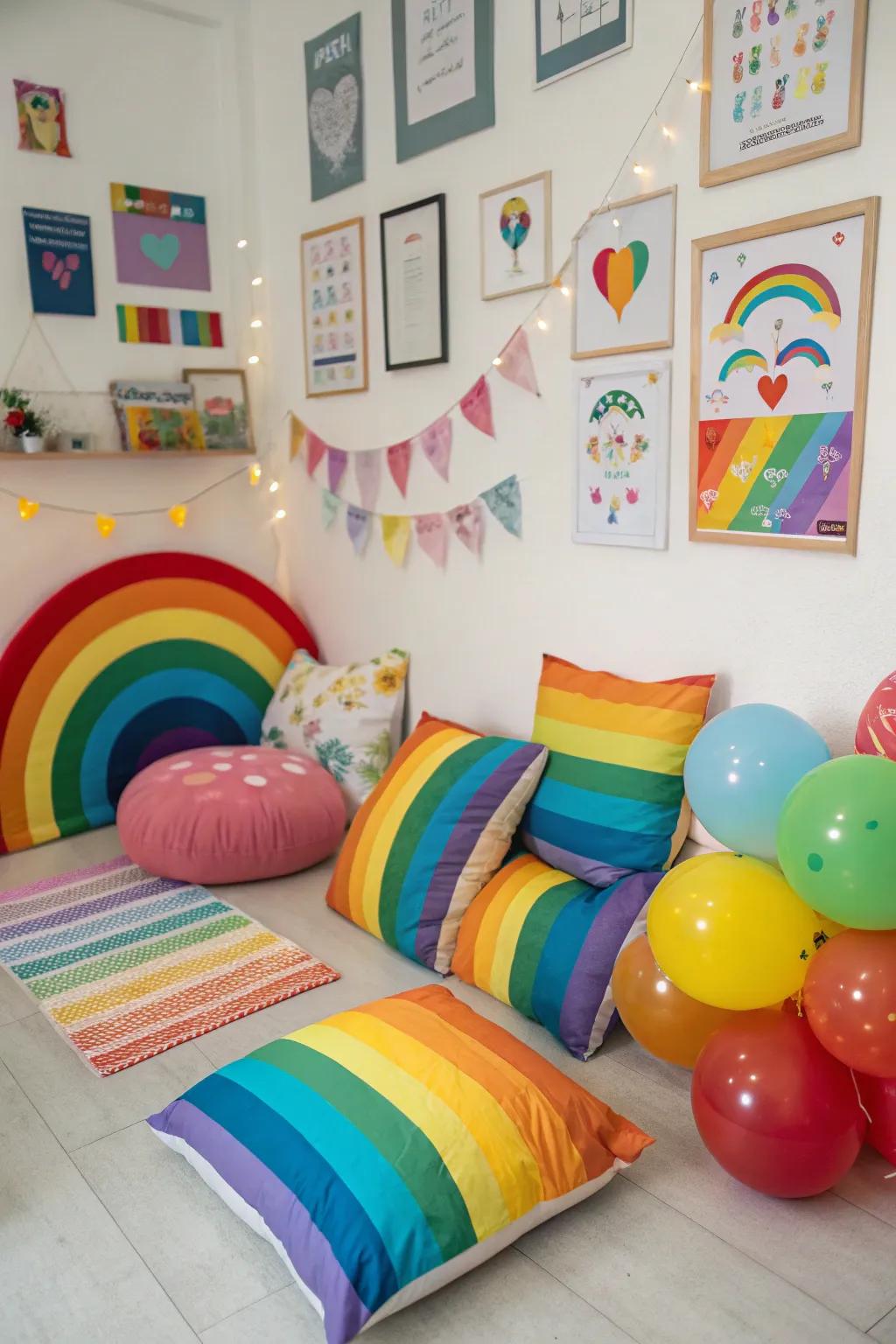 Rainbow decor adds charm and character.