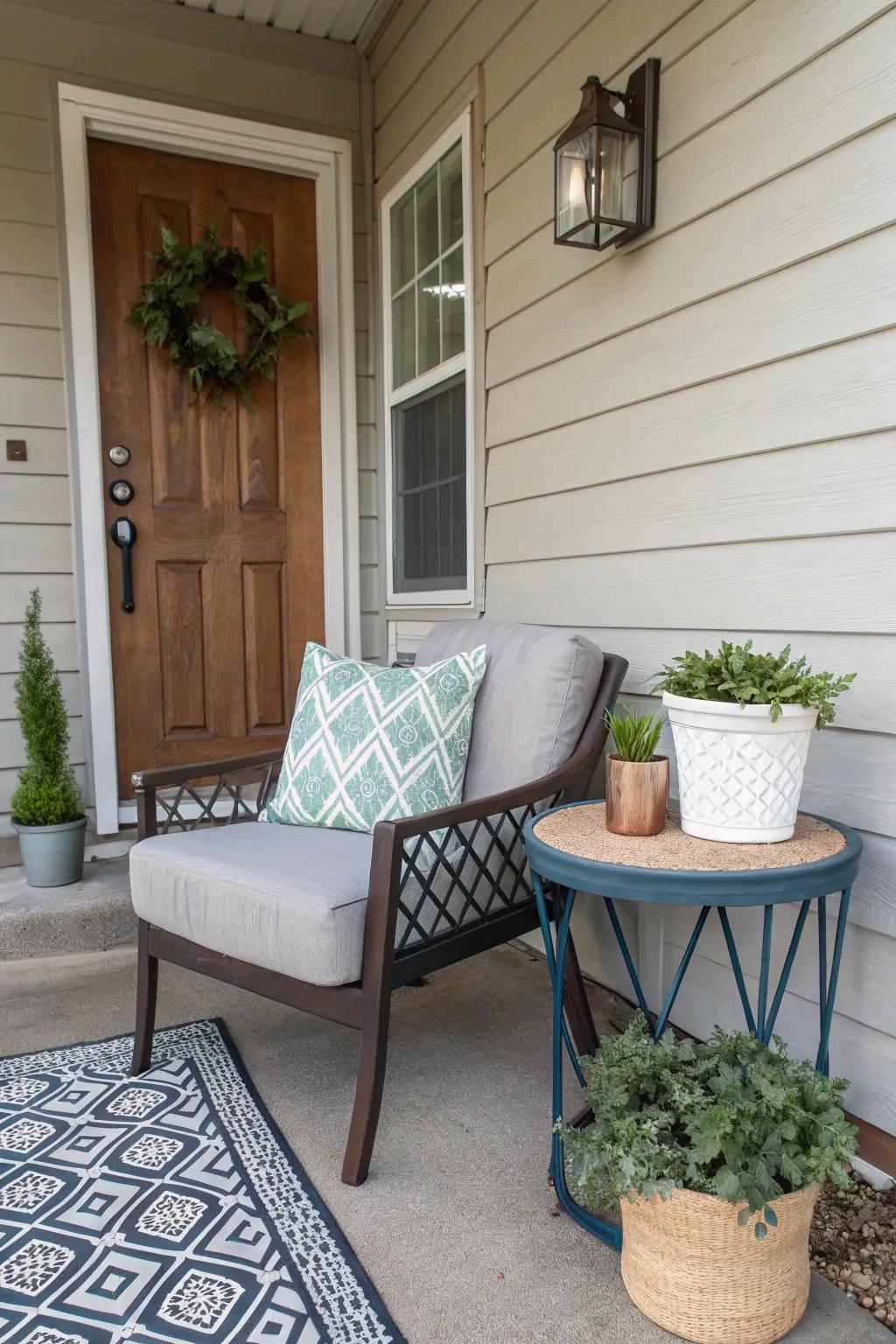 Add character to your porch with a distinctive accent chair.