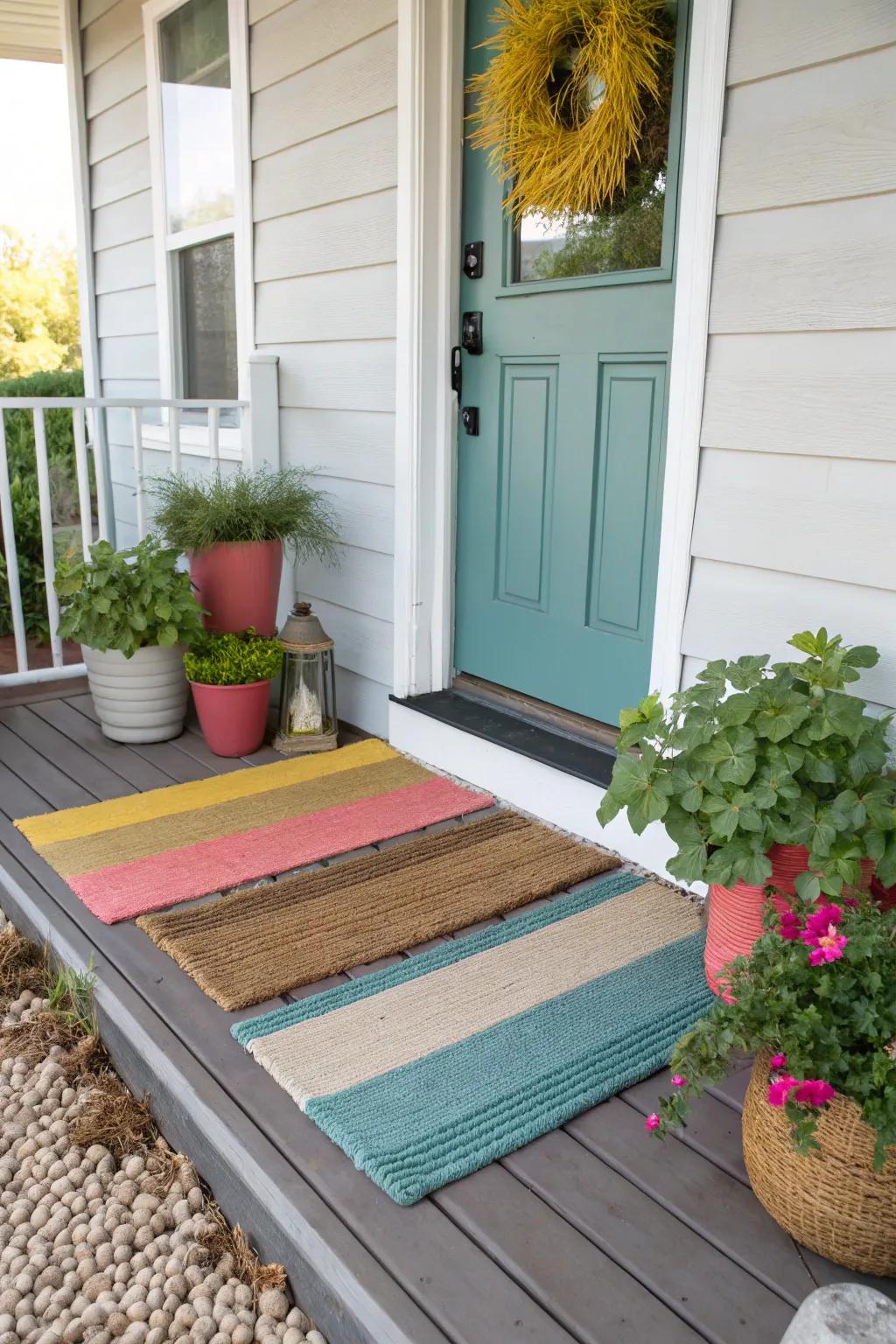 Add style with layered doormats.