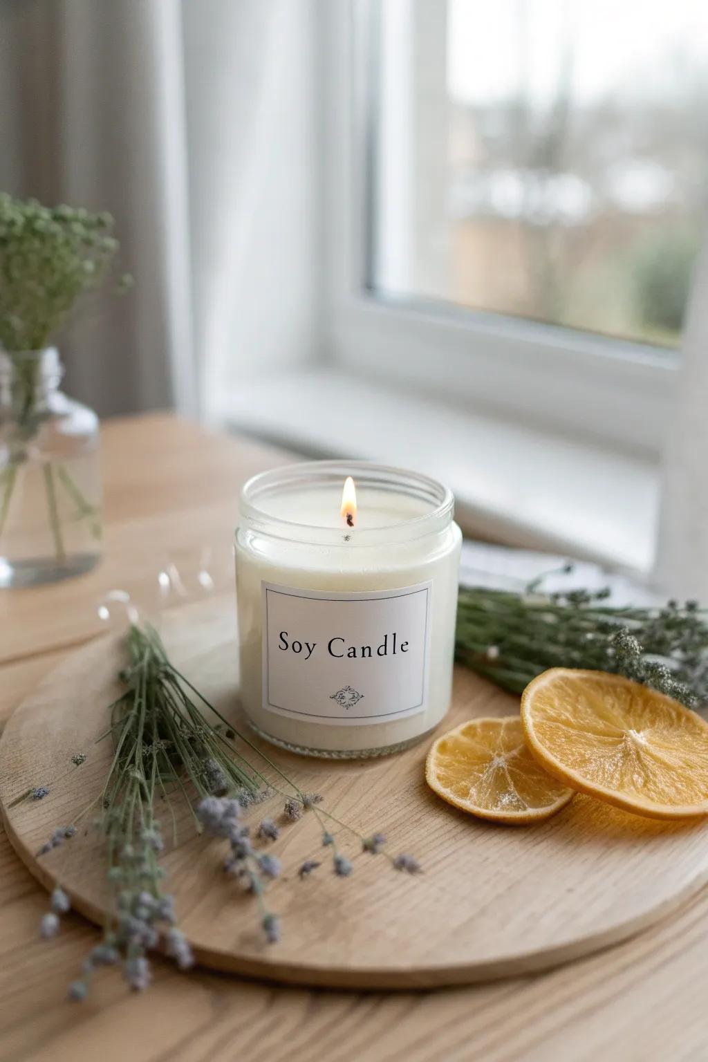 Craft your mood with a signature scent: Lavender and citrus unite in minimalist elegance.