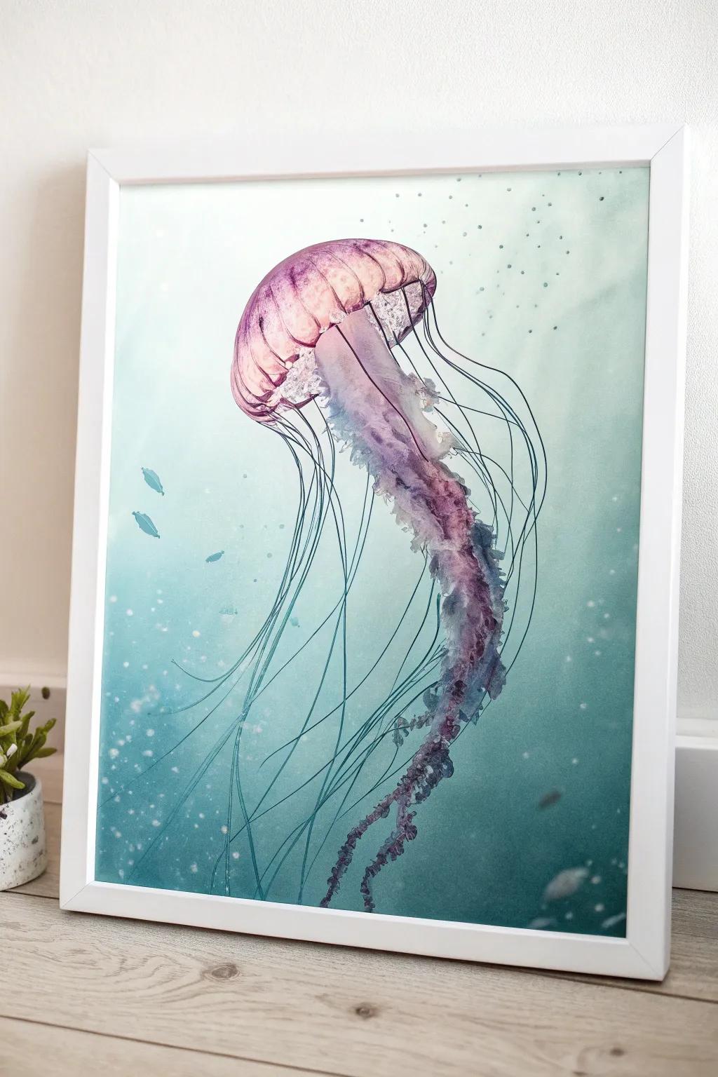 Dive into serenity with this enchanting pastel jellyfish masterpiece.