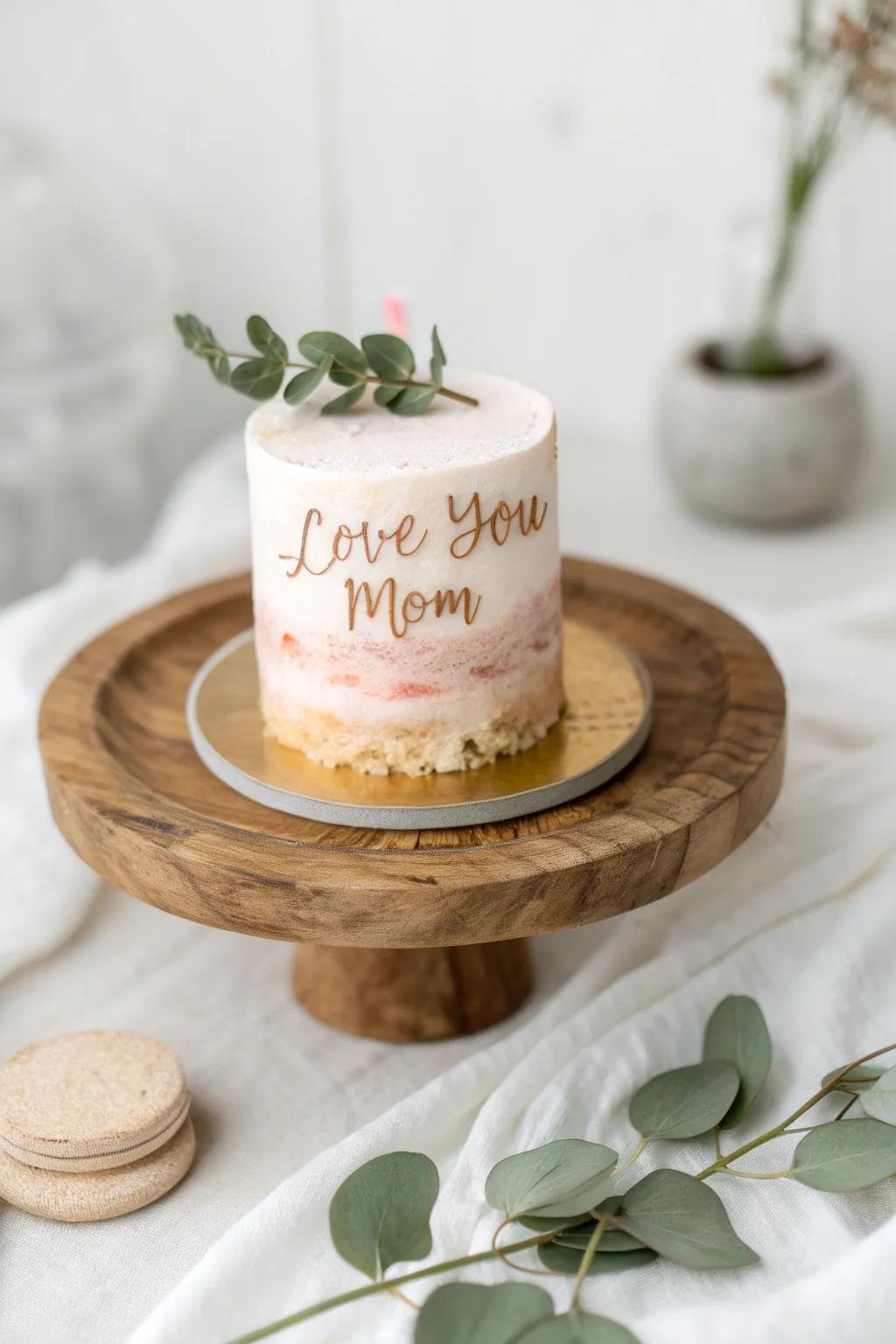 A sweet personal touch for Mother's Day â a mini cake with a message that speaks from the heart.