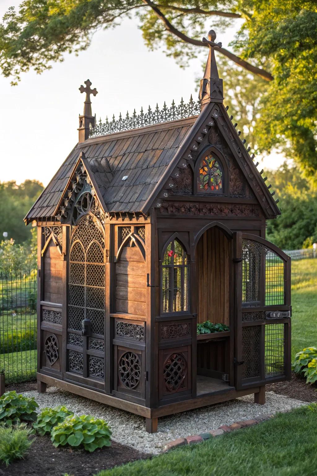 Add a touch of drama to your garden with this Gothic Revival Coop, where craftsmanship meets bold design.