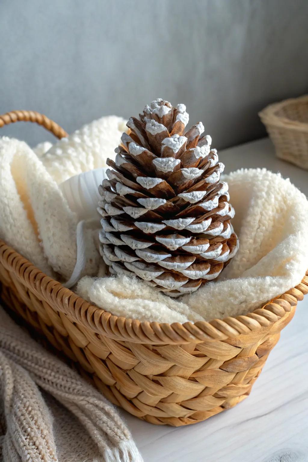 Elegant warmth: Handcrafted pinecone fire starter for cozy winter nights.