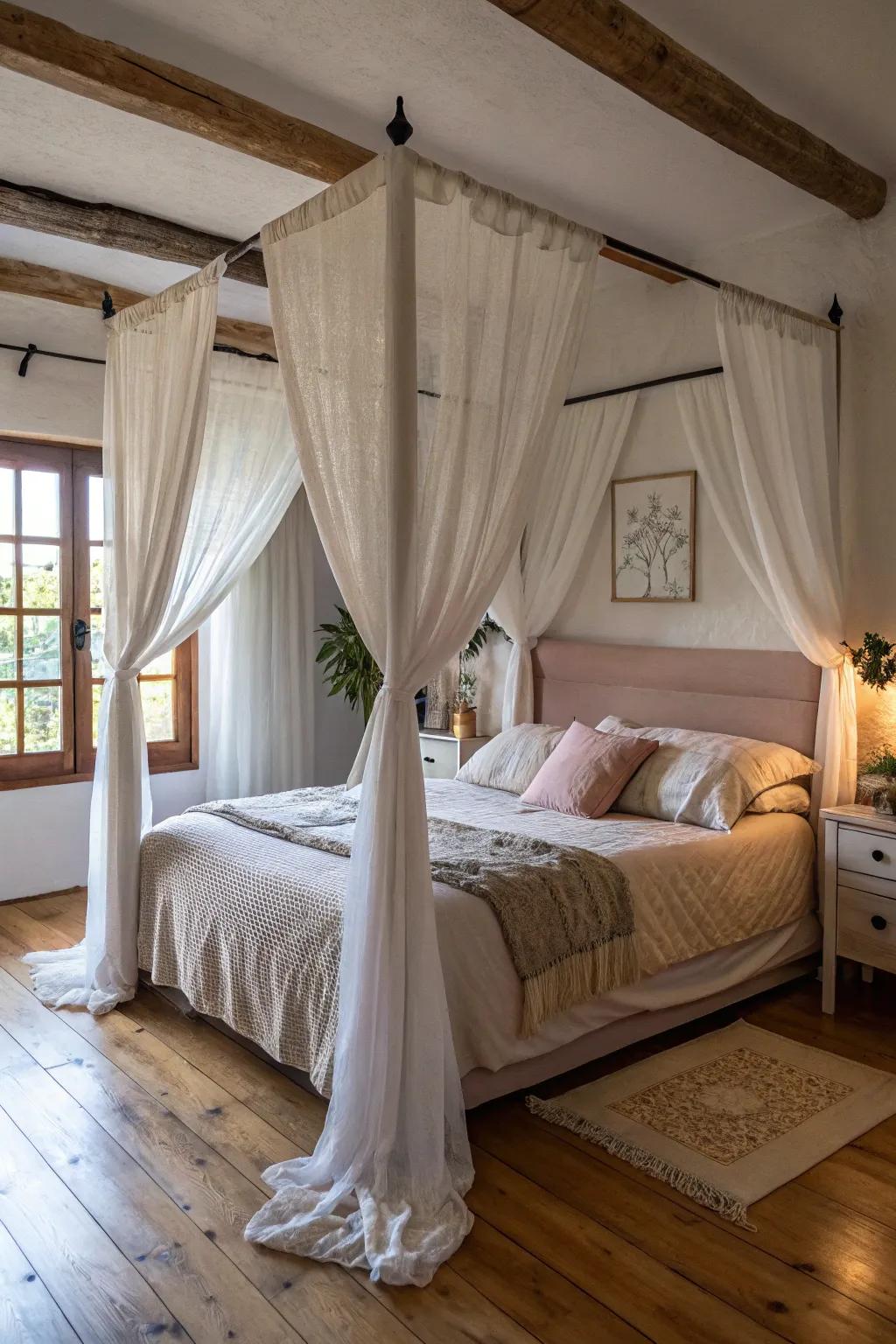 A canopy bed adds an enchanting touch to any romantic bedroom.