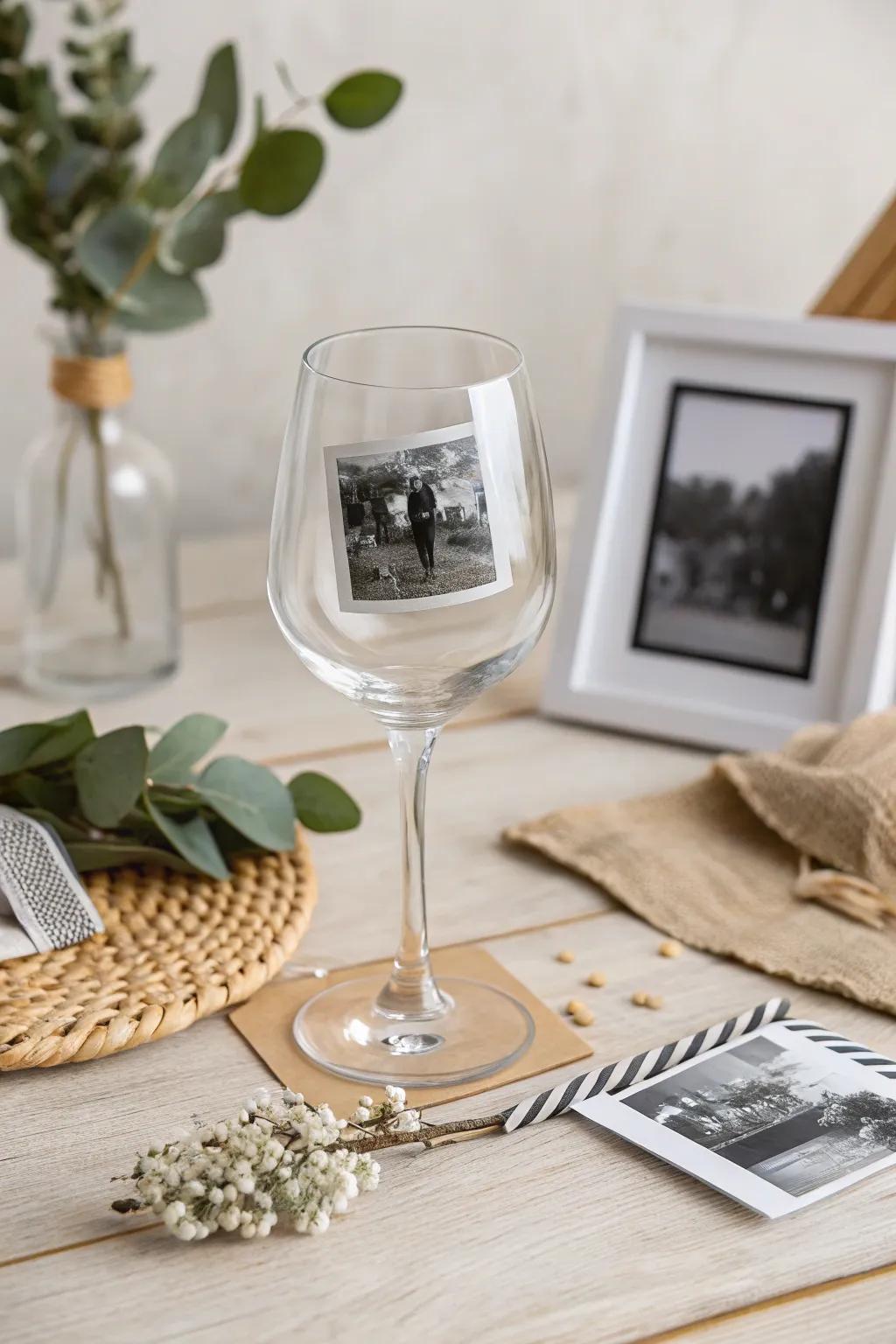 Transform memories with minimalist elegance: A wine glass photo frame that beautifully blends Scandinavian simplicity with Boho charm.
