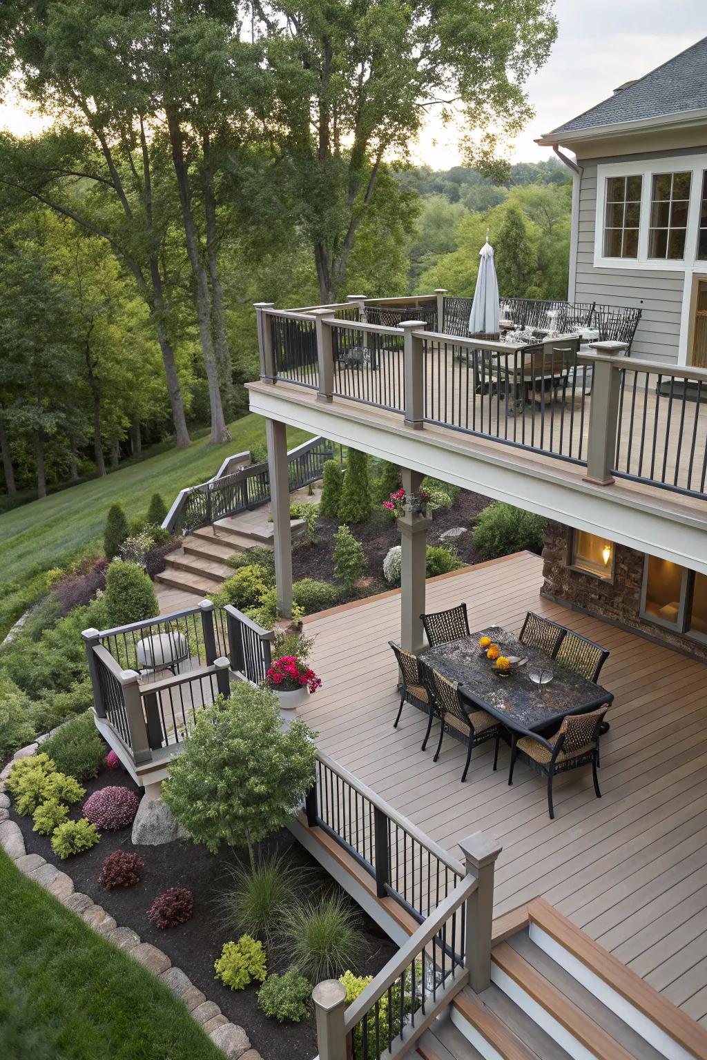 Multi-level designs bring depth and functionality to your deck.
