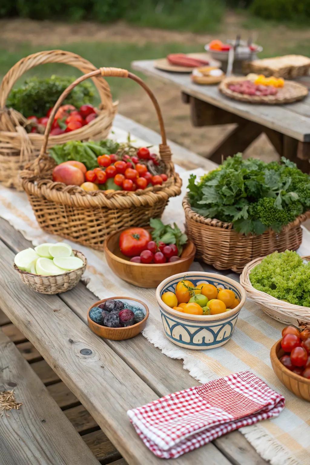 A fresh and colorful picnic using local market produce.
