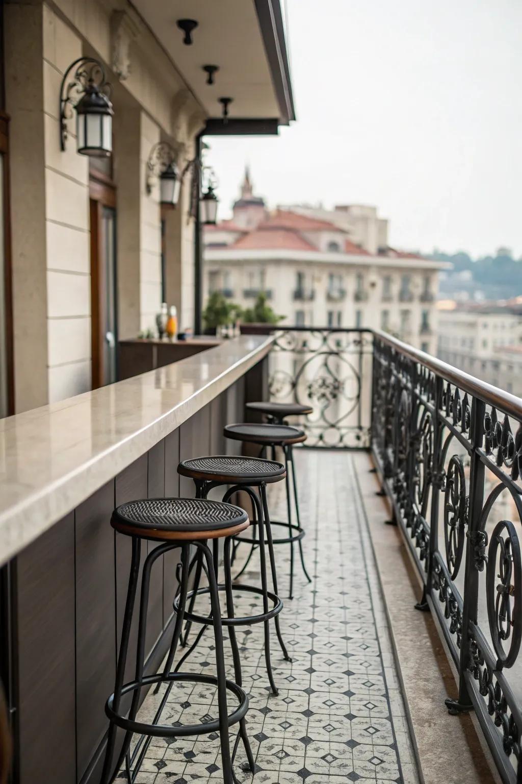 A railing bar offers a perfect blend of functionality and view.