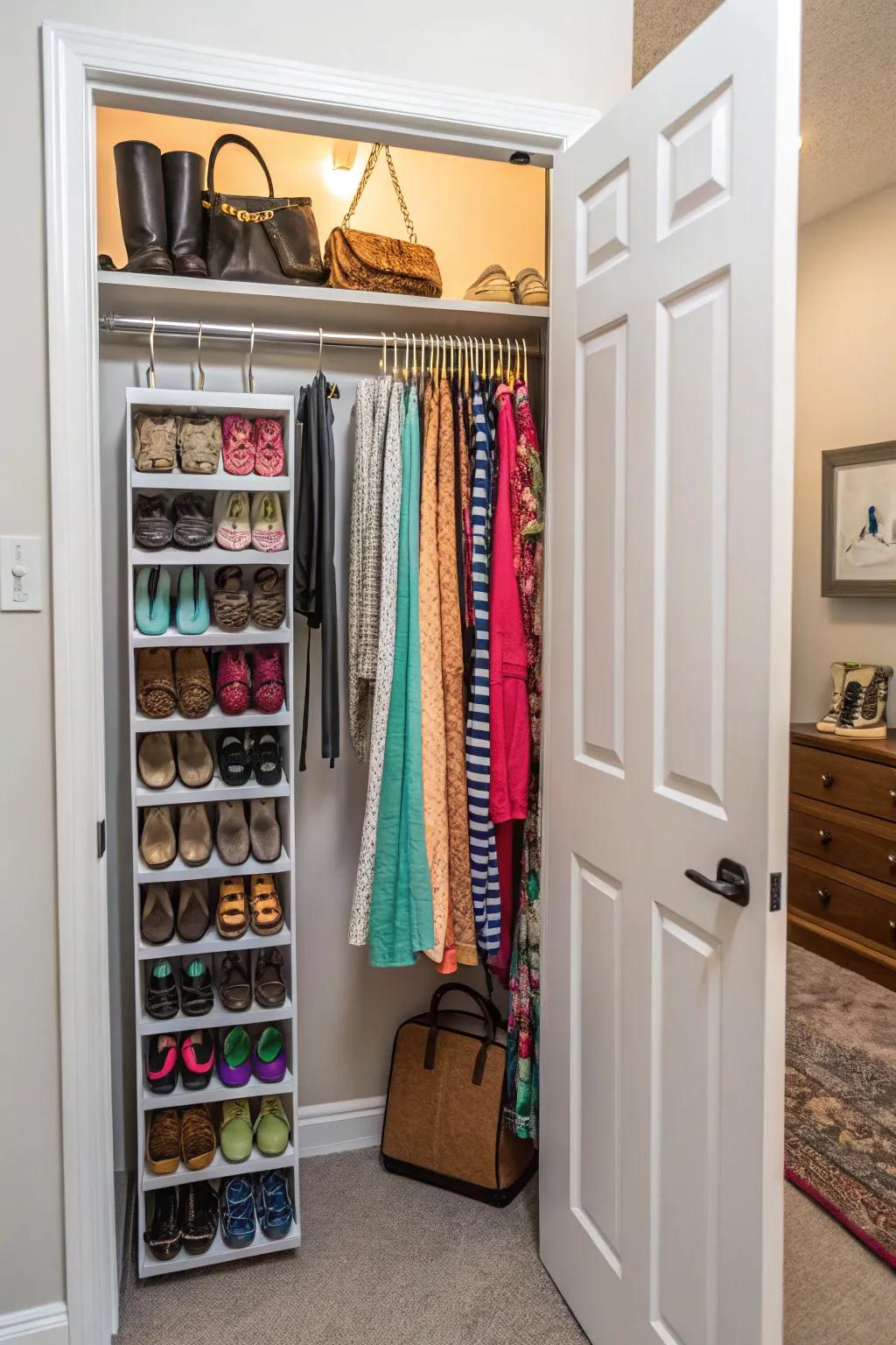 Over-the-door storage helps keep your closet organized and tidy.