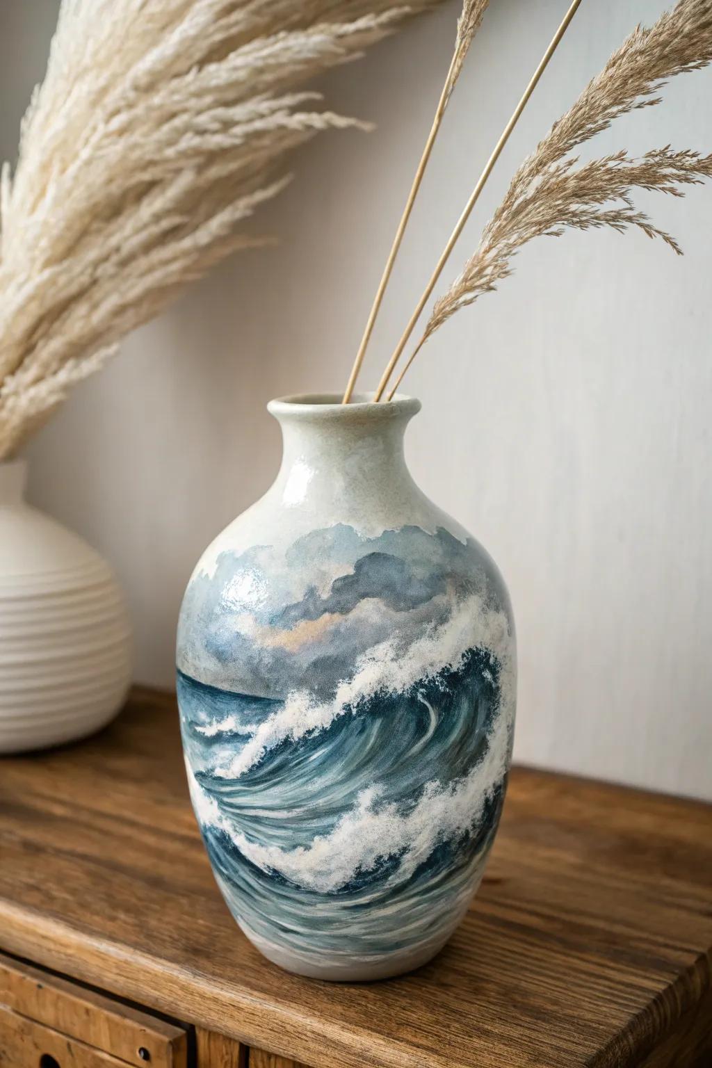 Capture the essence of nature's power with this stunning stormy sea artwork.