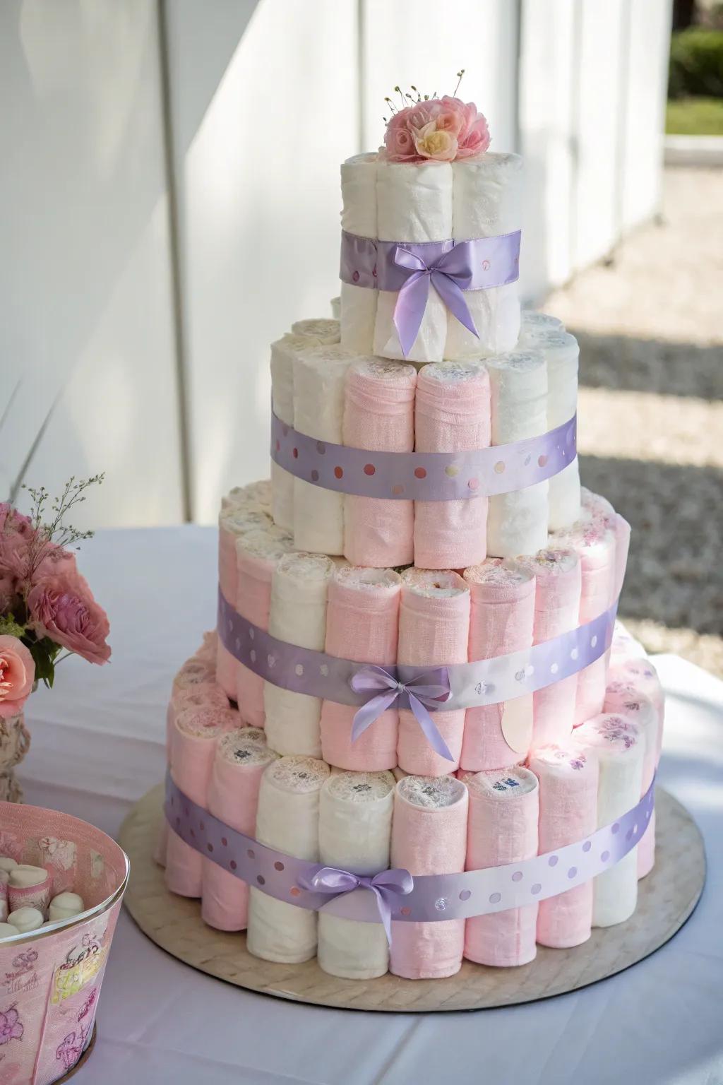 Enchanting Pastel Dreams: A Princess Diaper Cake for Your Little One
