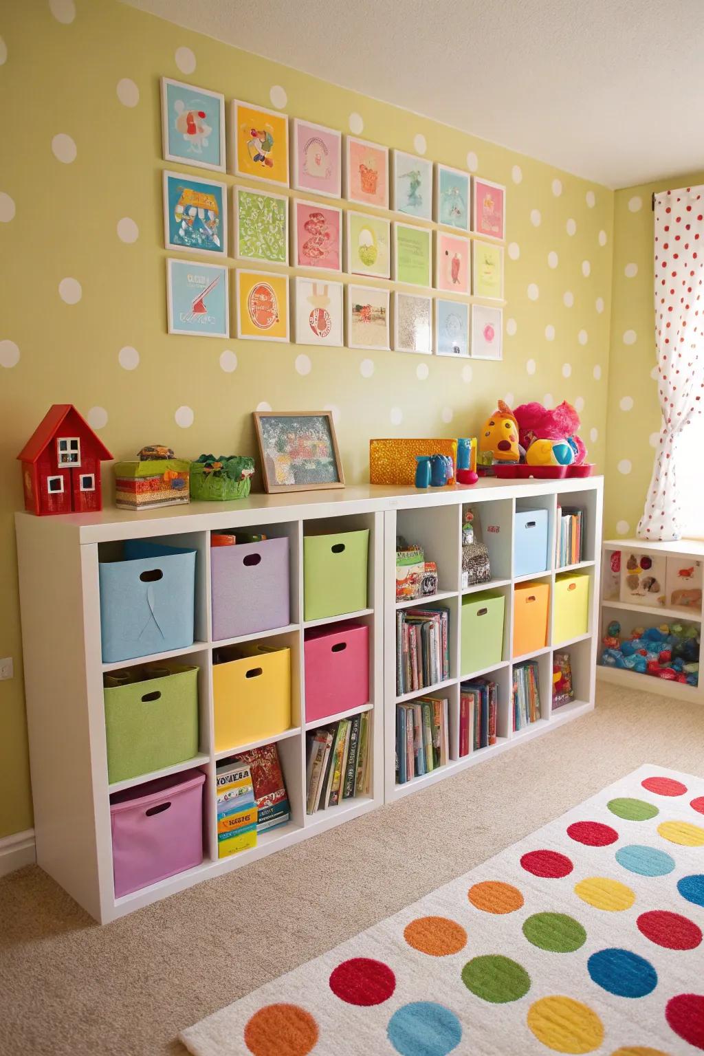 Make organizing fun with colorful cube storage in kids' rooms.