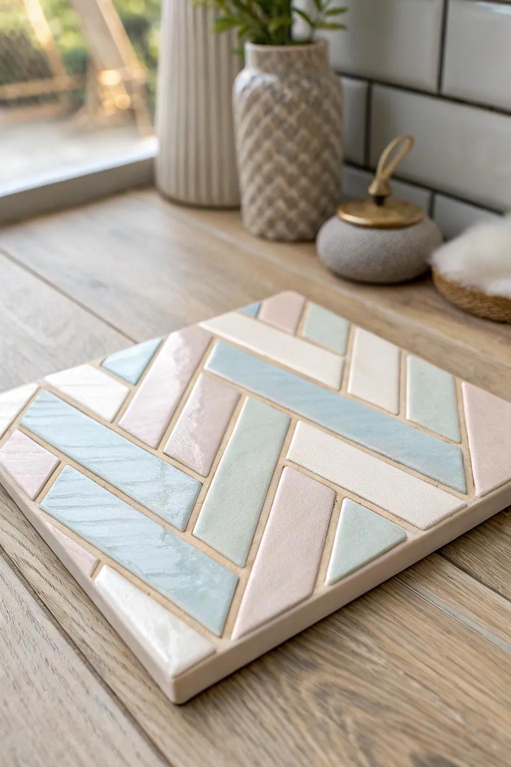 Transform your space with the structured elegance of a modern herringbone pattern.