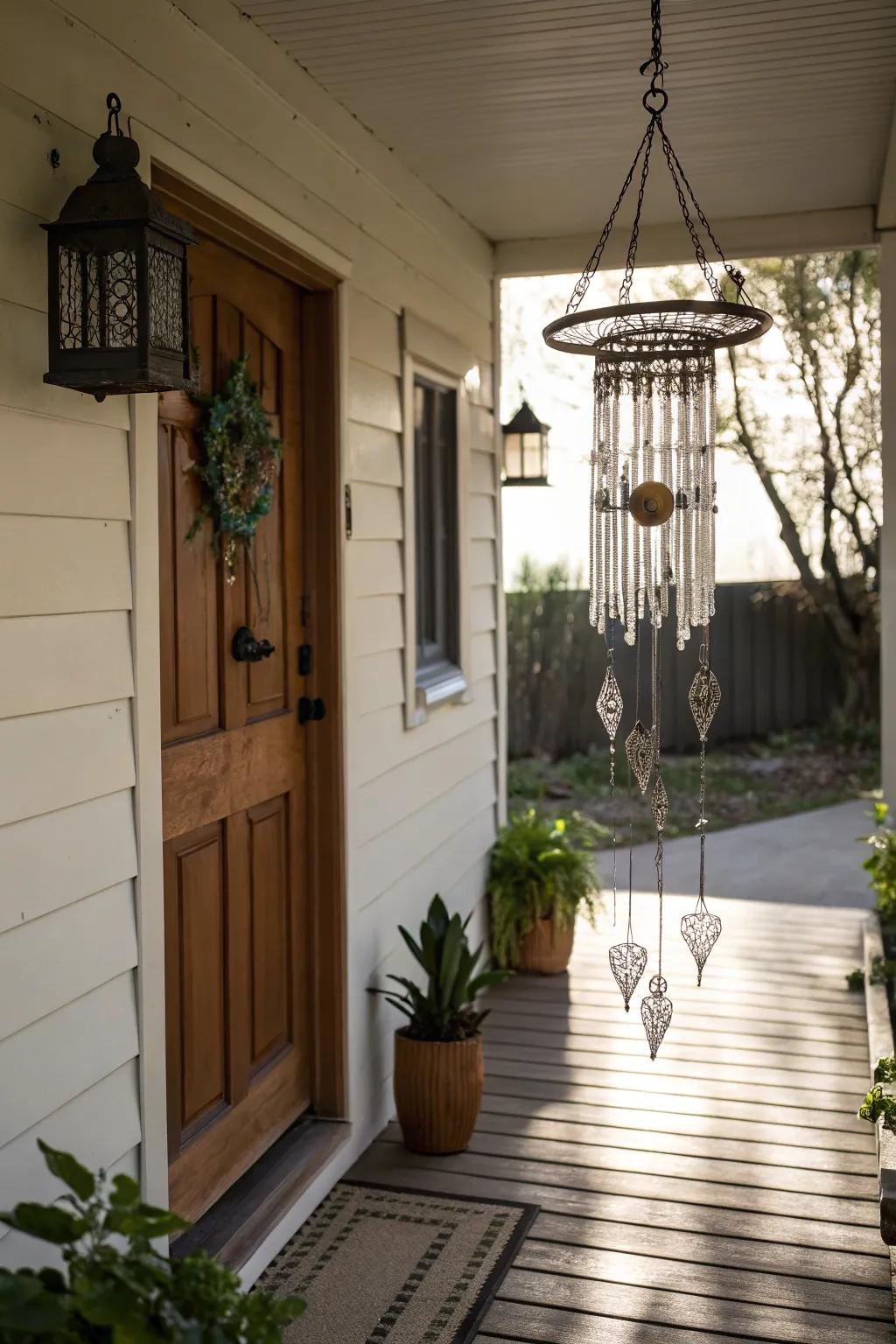 Wind chimes add visual interest and relaxing sounds.