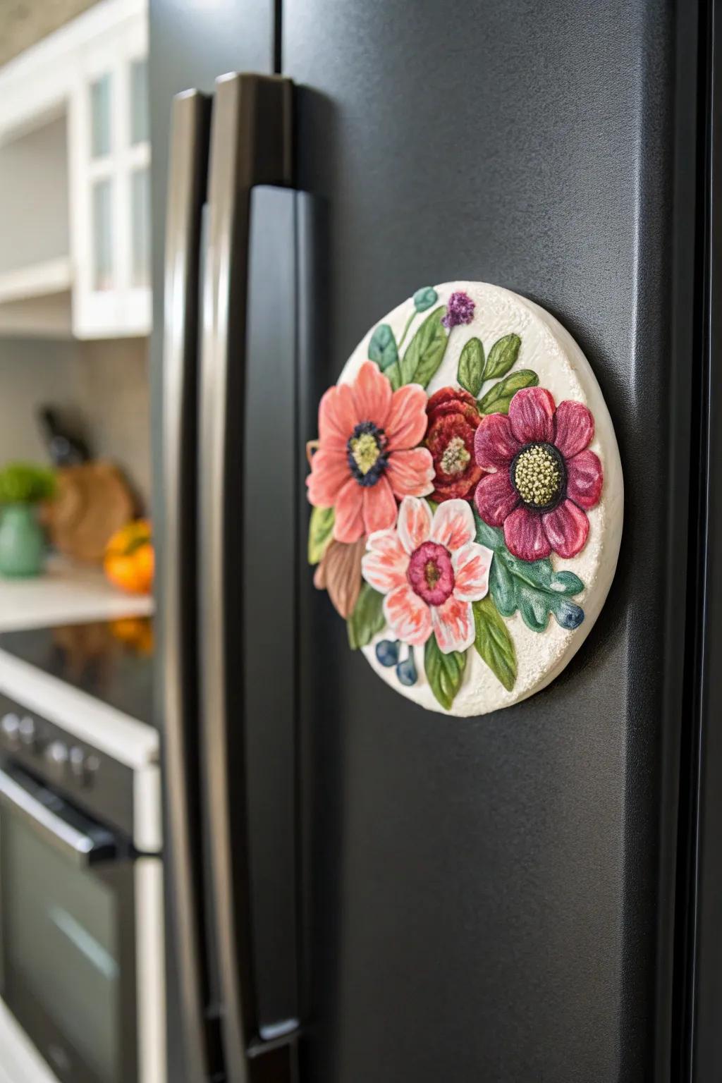 Transform your fridge into a vibrant floral masterpiece with these stunning clay flower magnets, where minimalism meets boho charm.