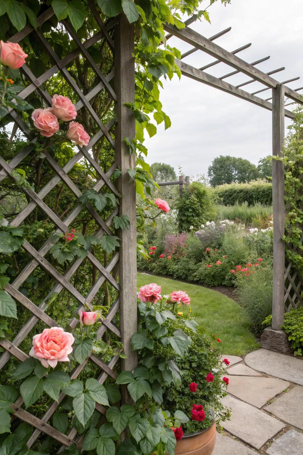 Enhance your garden's charm with lattice backdrops.