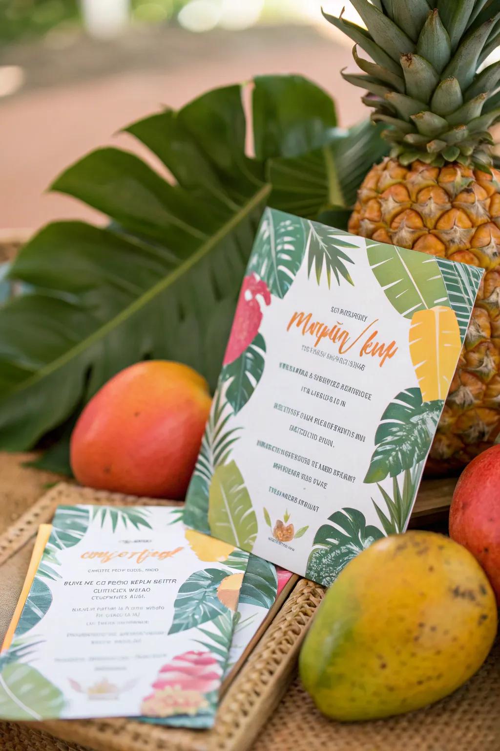 A vibrant tropical-themed invitation perfect for a summer celebration.