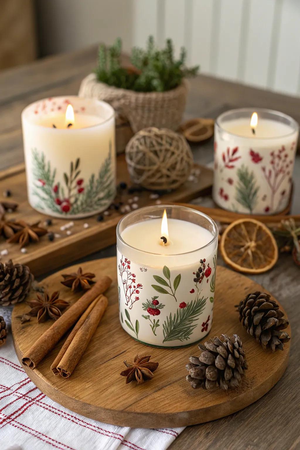 Scented candles can transform any room with holiday cheer.