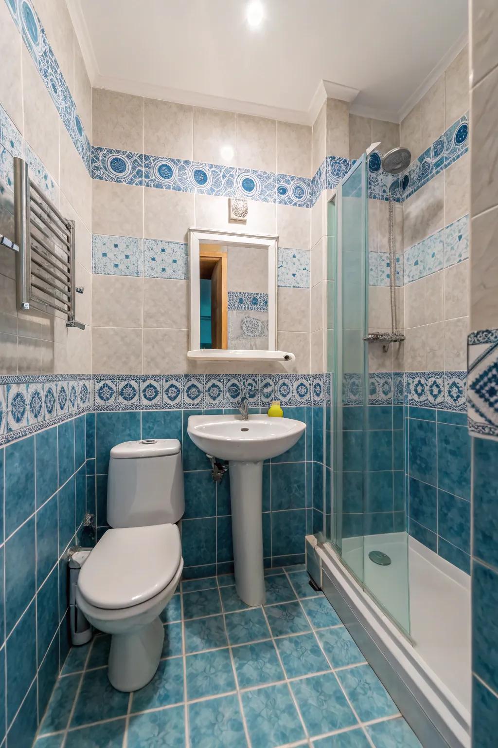 A harmonious blend of blue shades creates a visually captivating space.