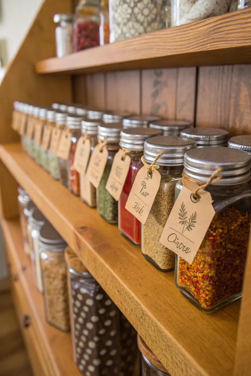 Miniature spice jars for a flavorful gift.