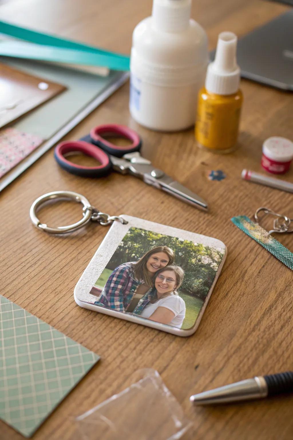 Capture cherished moments with a personal photo keychain.