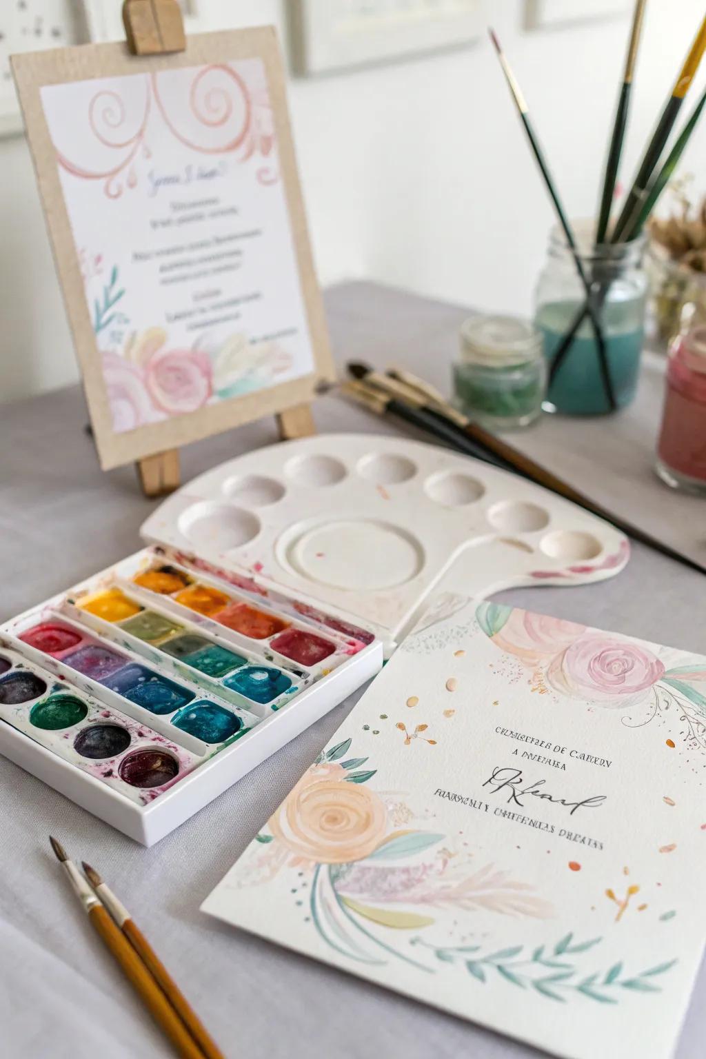 A beautifully artistic invitation with watercolor washes.