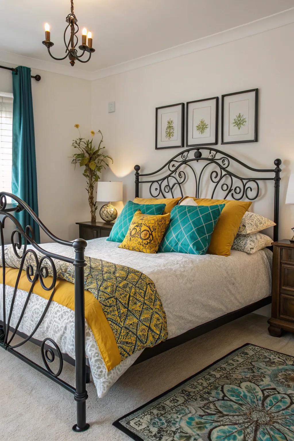 Colorful accents bring energy and vibrancy to the room.