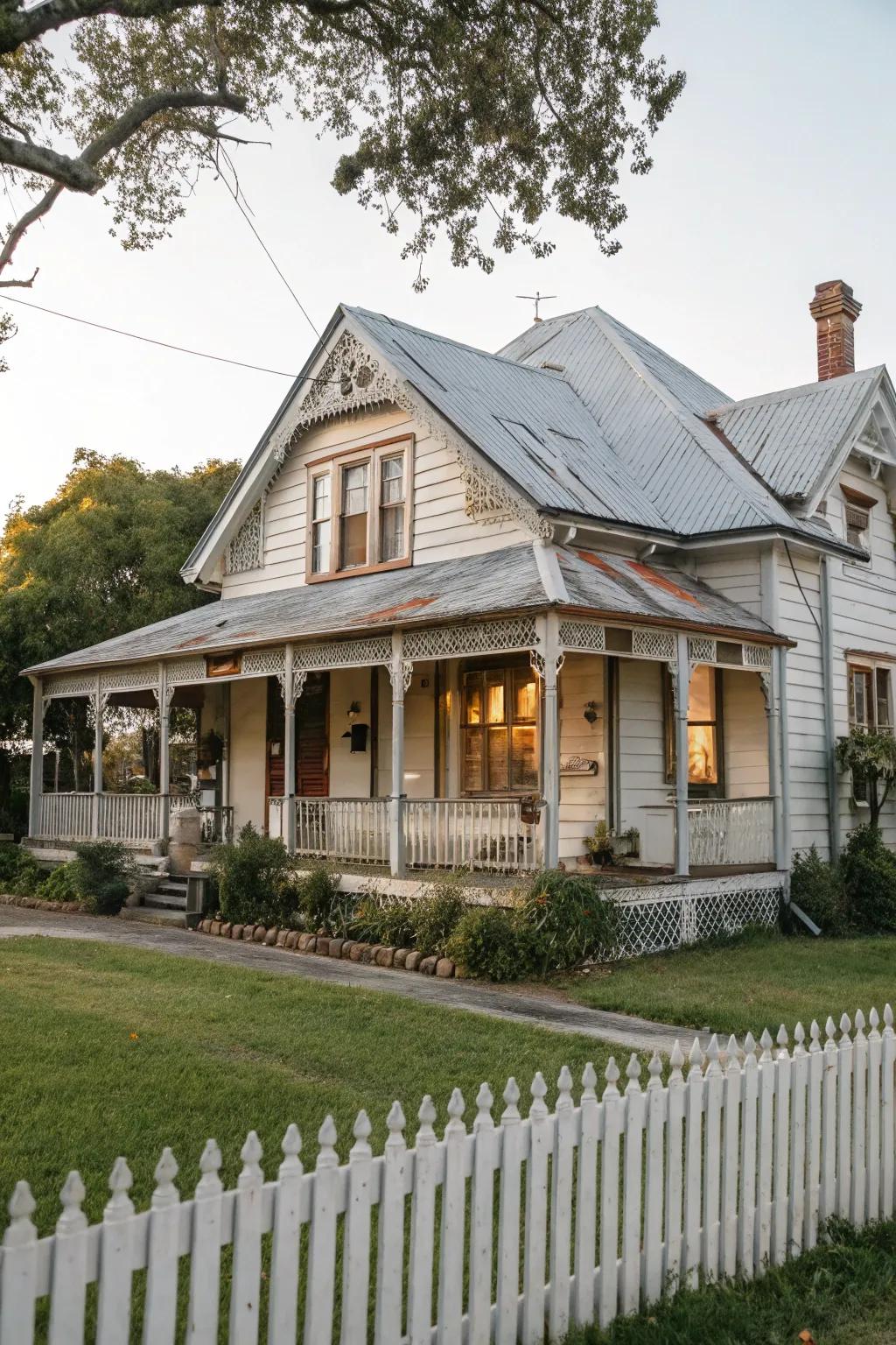A vintage-style home with a tin roof.