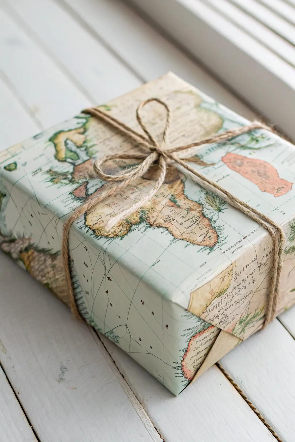 Wrap your gifts with wanderlust and sustainability in mind with these charming recycled map ideas. ðâ¨