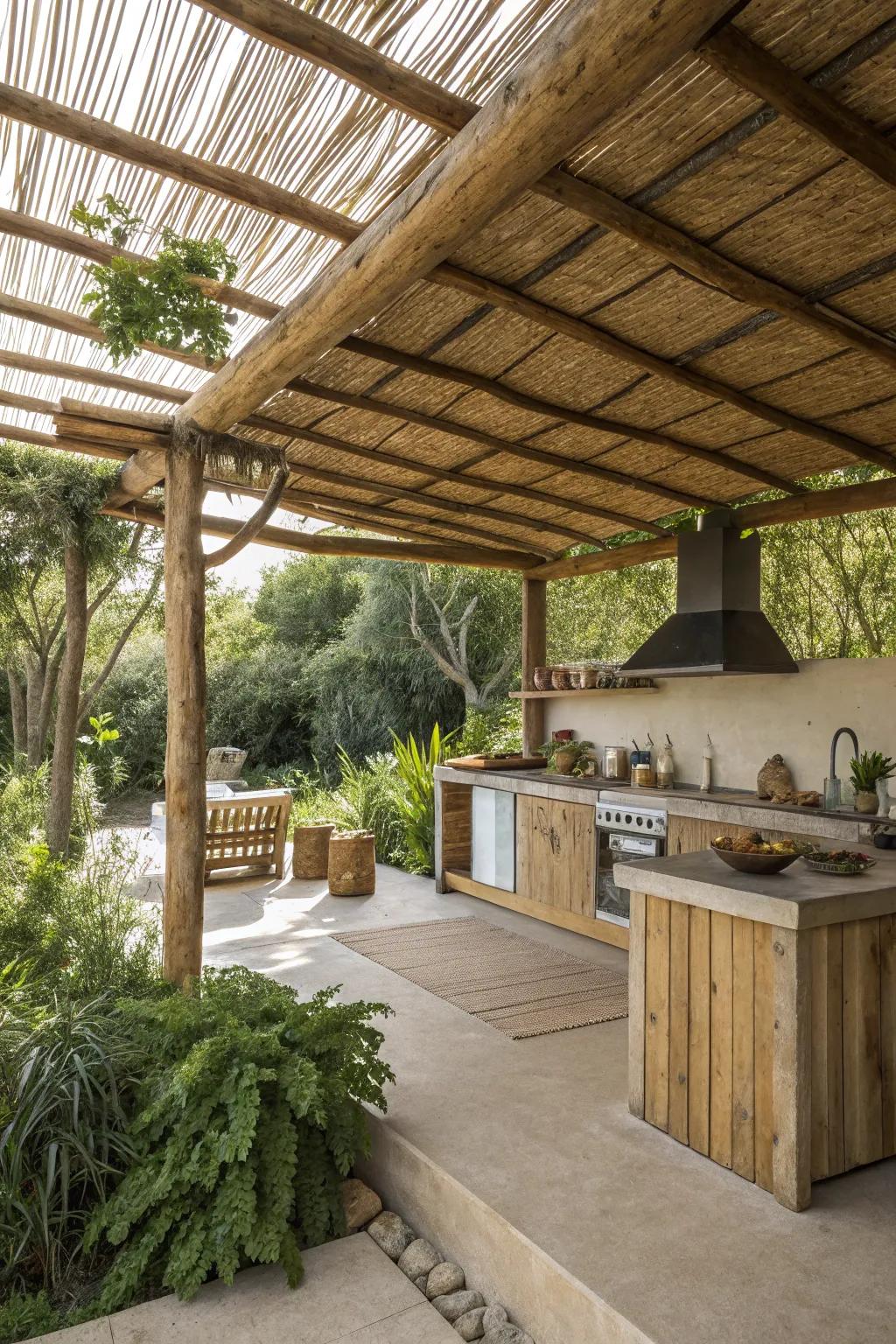 Open shelters offer protection while maintaining a connection with the environment.