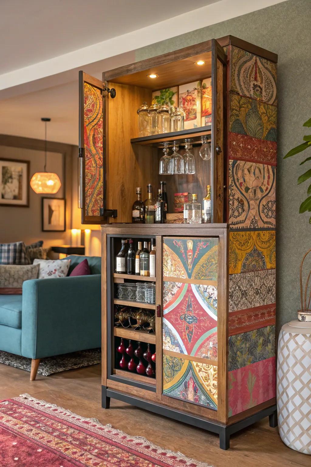 Eclectic styles allow for creativity and personal expression in your drinks cabinet.