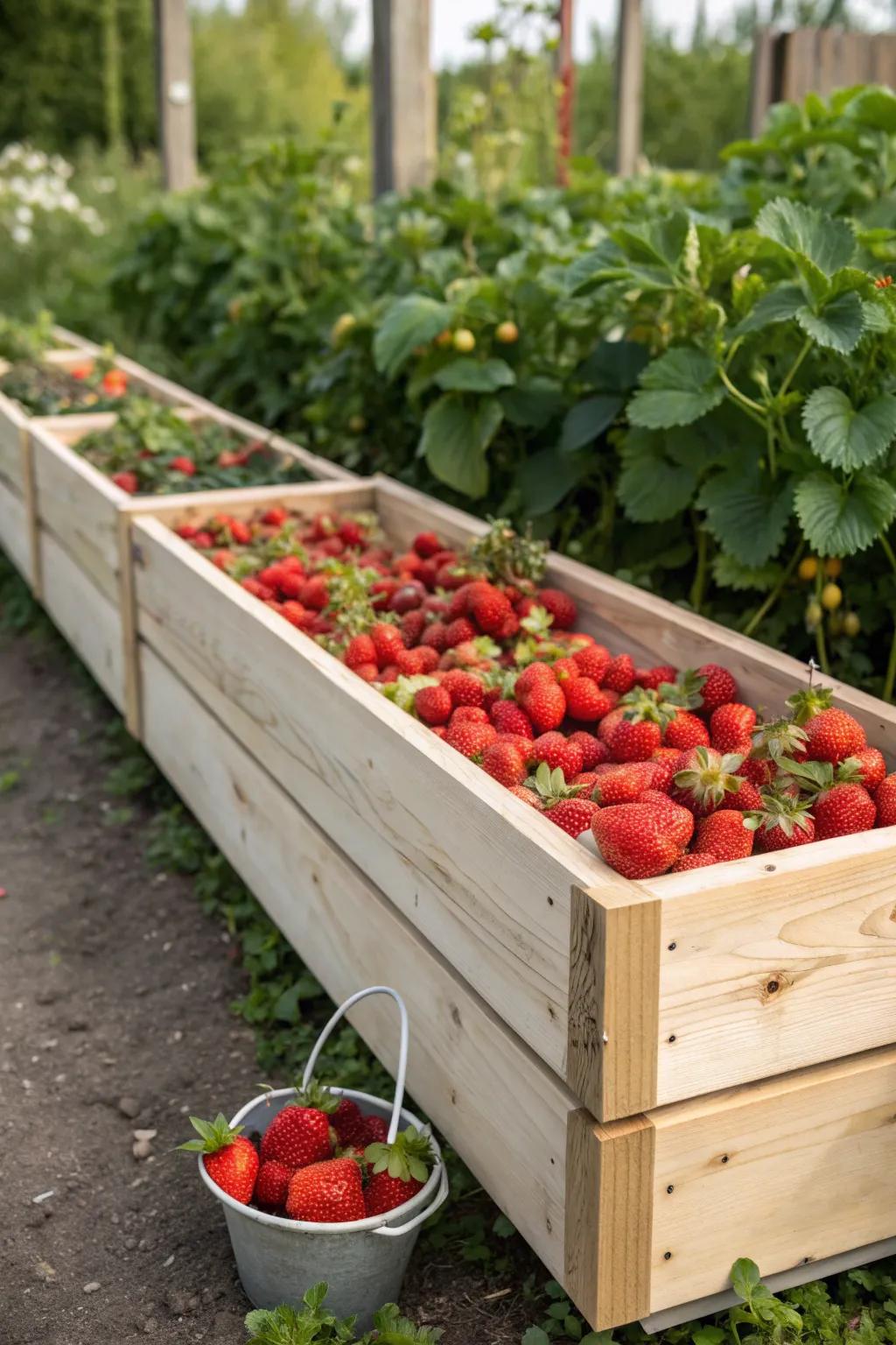 Effortless elegance: Keep your strawberries thriving with a built-in irrigation system. ð¿ð #GardenBeauty #StrawberryLove